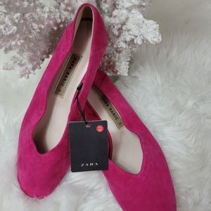 ZARA VELVET PINK FLAT  SZ  5